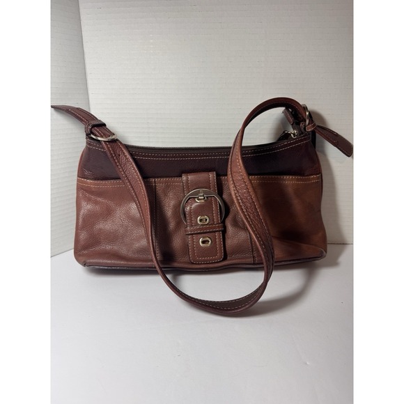 Etienne Aigner Vintage Leather Shoulder Bag Medium Brown Brass Hardware EUC - Picture 14 of 14